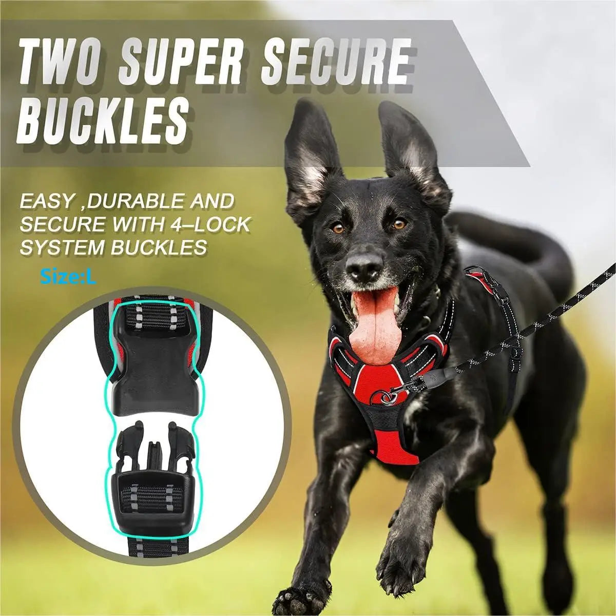 Adjustable No-Pull Dog Harness — Front Clip, Reflective, Control Handle