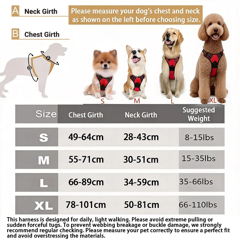 Adjustable No-Pull Dog Harness — Front Clip, Reflective, Control Handle