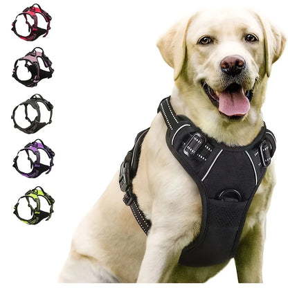 Adjustable No-Pull Dog Harness — Front Clip, Reflective, Control Handle