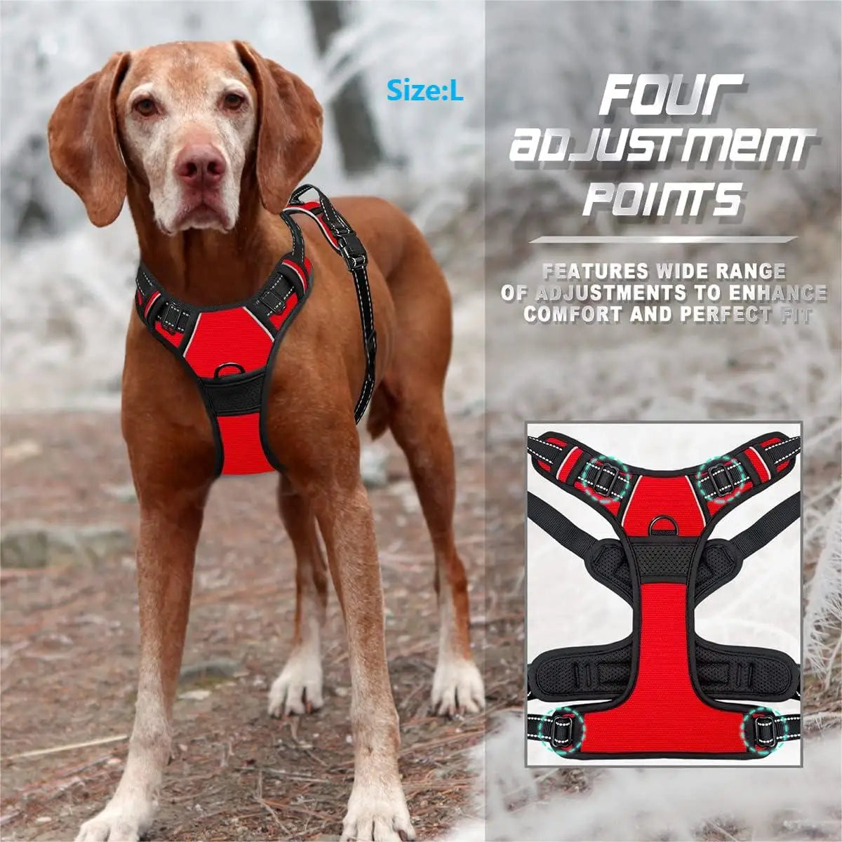 Adjustable No-Pull Dog Harness — Front Clip, Reflective, Control Handle
